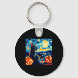 Cat Starry Night Van Gogh Cat Lover Bats Pumpkins Schlüsselanhänger