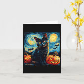 Cat Starry Night Van Gogh Cat Lover Pumpkins Baske Karte (Gelbe Blume)