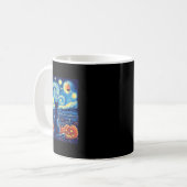 Cat Starry Night Van Gogh Cat Lovers Bats Pumpkins Kaffeetasse (Vorderseite Links)