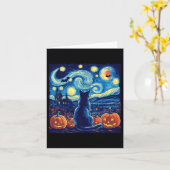 Cat Starry Night Van Gogh Cat Lovers Bats Pumpkins Karte (Gelbe Blume)
