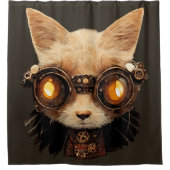 Cat Steampunk Gothic Retro Kitty Portrait Duschvorhang (Vorderseite)