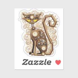 Cat Steampunk Vintag Retro Style Machine Aufkleber