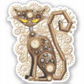 Cat Steampunk Vintag Retro Style Machine Aufkleber (Vorderseite)