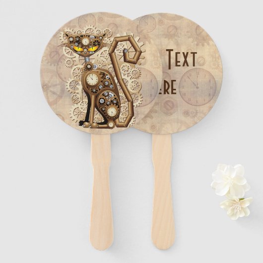 Cat Steampunk Vintag Retro Style Machine Fächer (Vorne und Hinten)