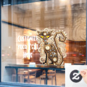 Cat Steampunk Vintag Retro Style Machine Fensteraufkleber (Café-Fenster)