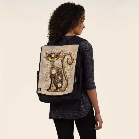 Cat Steampunk Vintag Retro Style Machine Rucksack (Ausgewaschen)