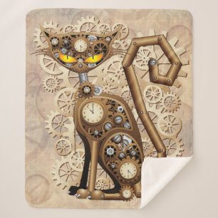 Cat Steampunk Vintag Retro Style Machine Sherpadecke