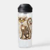 Cat Steampunk Vintag Retro Style Machine Trinkflasche (Rückseite)