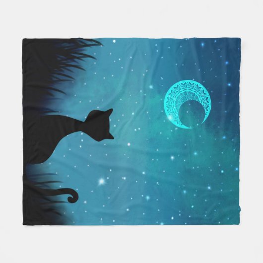 Cat-Sternennacht Fleecedecke (Vorderseite (Horizontal))
