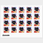 Cat Stickers Niedlich Black Rose Blume Creationart (Blatt)