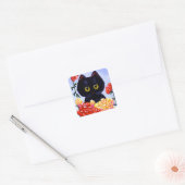 Cat Stickers Niedlich Black Rose Blume Creationart (Umschlag)