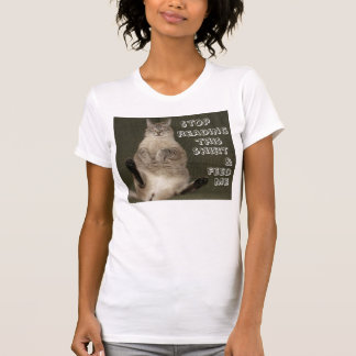 Cat STOP LESEN SHIRT & FÜTTRE ME Frauen Petite T-S