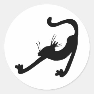 Cat Stretch Silhouette Runder Aufkleber