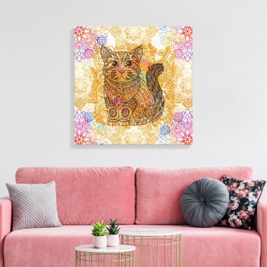 Cat Stretched Canvas Print Leinwanddruck (Insitu (Wohnzimmer))