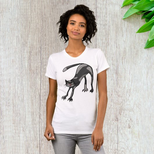 Cat Stretching Womens T - Shirt