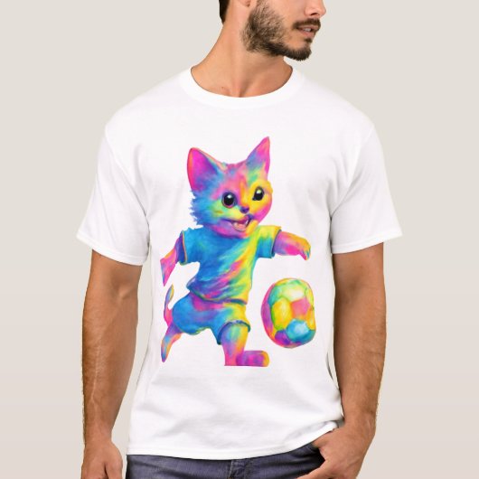 Cat Striker - Niedliche Fußballspielkatze T-Shirt (Vorderseite)