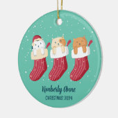 Cat Strumpfs Christmas Kitty Snowy Winter Holiday Keramik Ornament (Links)