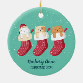 Cat Strumpfs Christmas Kitty Snowy Winter Holiday Keramik Ornament (Hinten)