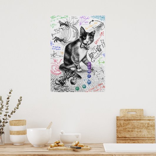 Cat Study Gravity W Poster (Küche)