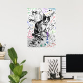 Cat Study Gravity W Poster (Heimbüro)