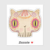 Cat Sugar Skull Catrina - Tag der Toten Aufkleber (Blatt)