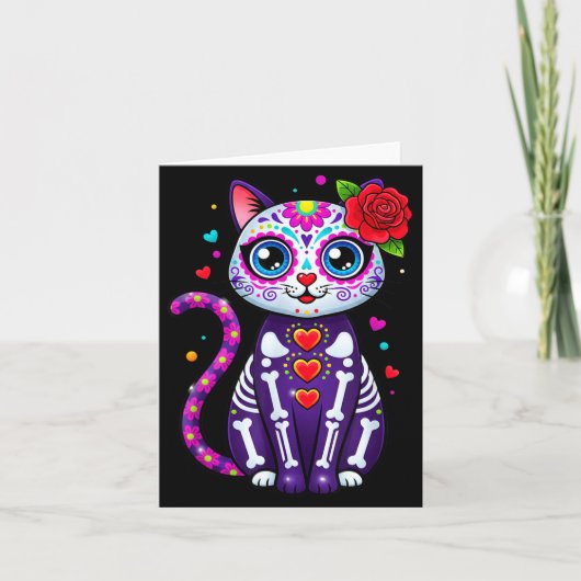 Cat Sugar Skull Cute Cat For Cat Lover Cat-m Karte (Vorderseite)