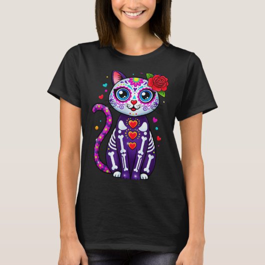 Cat Sugar Skull Cute Cat For Cat Lover Cat-m T-Shirt (Vorderseite)