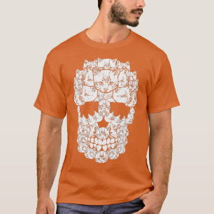 Cat Sugar Skull Dia De Los Muertos Halloween Kitte T-Shirt