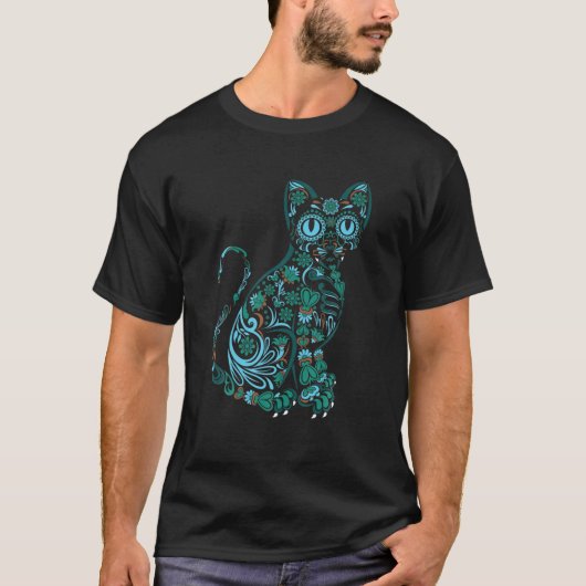 Cat Sugar Skull Earth Day Kitten Lover T-Shirt (Vorderseite)
