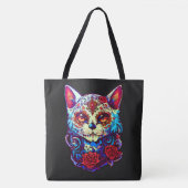 Cat Sugar Skull Halloween, Dia de los Muertos Tasche (Vorderseite)