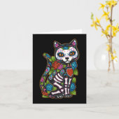Cat Sugar Skull Mexico Calavera Dia De Los Muertos Karte (Gelbe Blume)