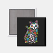 Cat Sugar Skull Mexico Calavera Dia De Los Muertos Magnet (Vorderseite/Rückseite)