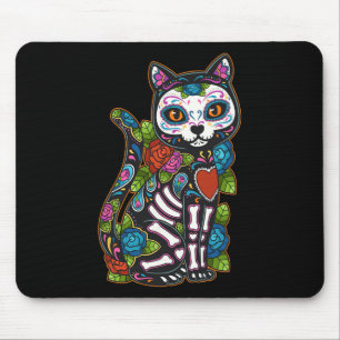 Cat Sugar Skull Mexico Calavera Dia De Los Muertos Mousepad