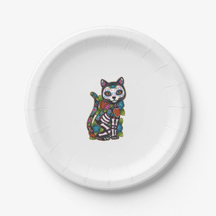 Cat Sugar Skull Mexico Calavera Dia De Los Muertos Pappteller