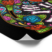 Cat Sugar Skull Mexico Calavera Dia De Los Muertos Poster (Ecke)