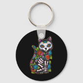 Cat Sugar Skull Mexico Calavera Dia De Los Muertos Schlüsselanhänger (Vorderseite)