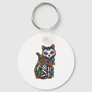 Cat Sugar Skull Mexico Calavera Dia De Los Muertos Schlüsselanhänger