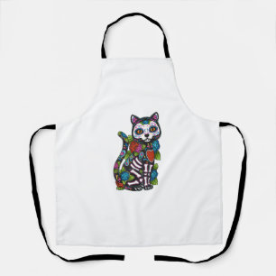 Cat Sugar Skull Mexico Calavera Dia De Los Muertos Schürze