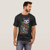 Cat Sugar Skull Mexico Calavera Dia De Los Muertos T-Shirt (Vorne ganz)