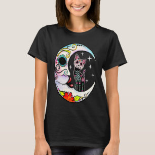 Cat Sugar Skull Moon Dia de Los Muertos Tag des Hi T-Shirt