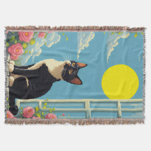 Cat & Sun Throw Blanket Decke