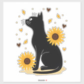 Cat Sunflower Christmas Tree Sun Flower Cat Lover Aufkleber (Blatt)