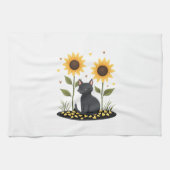 Cat Sunflower Christmas Tree Sun Flower Cat Lover Geschirrtuch (Horizontal)