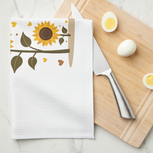 Cat Sunflower Christmas Tree Sun Flower Cat Lover Geschirrtuch (Viertel Falte)