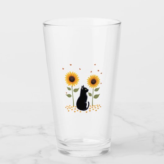 Cat Sunflower Christmas Tree Sun Flower Cat Lover Glas (Vorderseite)