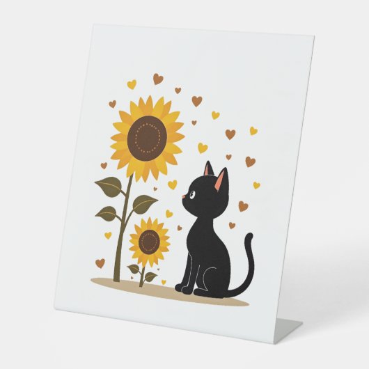 Cat Sunflower Christmas Tree Sun Flower Cat Lover Sockelschild (Vorderseite)