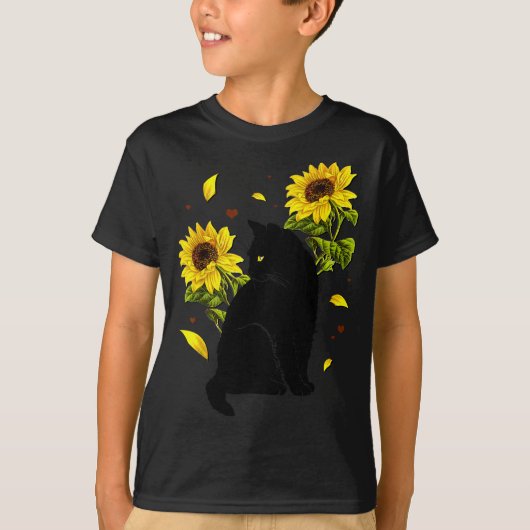 Cat Sunflower Christmas Tree Sun Flower Cat Lover T-Shirt (Vorderseite)
