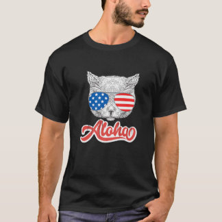 Cat Sunglasses American Flag Niedlich Kitten Aloha T-Shirt