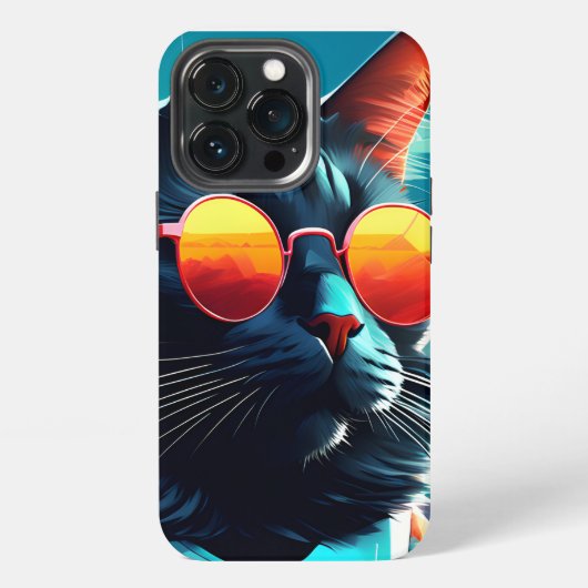 CAT SUNGLASSES iPhone 13 Pro Slim Fit Case, glänze Hülle (Hinten)