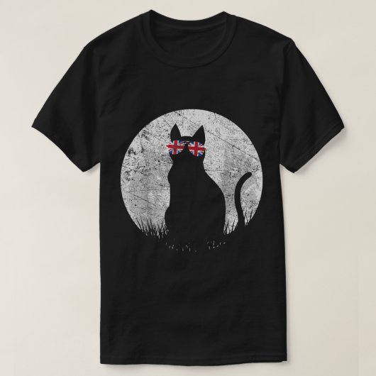 Cat Sunglasses UK Britische Flagge England Pet Cat T-Shirt (Design vorne)